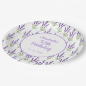パープルラベンダーアンティークフレーム誕生日 ペーパープレート (アングル)