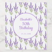 パープルラベンダーアンティークフレーム誕生日 ワインラベル (シングルラベル)