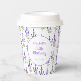 パープルラベンダーアンティークフレーム誕生日 紙コップ