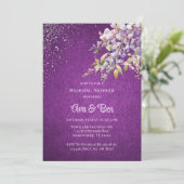 パープルラベンダーウィステリアグリッターウェディングシャワー 招待状 (スタンド正面)