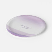 パープルラベンダーウォーターカラーウェディングパーティープレート ペーパープレート (アングル)