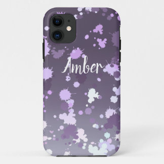 パープルラベンダーグラデーション絵の具スプラッシュ オーダーメイド iPhone 11 ケース