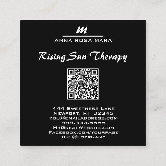 *~*パープルラベンダーグラムラックスイニシャルQR AP66 スクエア名刺 (裏面)