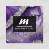 *~*パープルラベンダーグラムラックスイニシャルQR AP66 スクエア名刺 (正面)