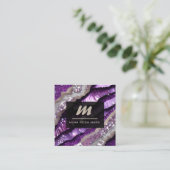 *~*パープルラベンダーグラムQRルクースイニシャルAP66 スクエア名刺 (スタンド正面)