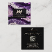 *~*パープルラベンダーグラムQRルクースイニシャルAP66 スクエア名刺 (正面/裏面)