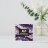 *~*パープルラベンダーグラムQRルクースイニシャルAP66 スクエア名刺 (スタンド正面)