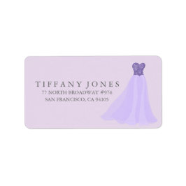 パープルラベンダーグリッタードレスガウン住所 シール