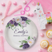 パープルラベンダーグリーナリーグレーブライダルシャワー ペーパープレート (パーティー)