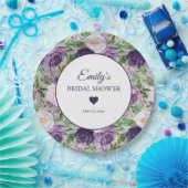 パープルラベンダーグリーンブライダルシャワー名日付 ペーパープレート (パーティー)