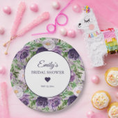 パープルラベンダーグリーンブライダルシャワー名日付 ペーパープレート (パーティー)