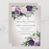パープルラベンダーグリーンリハーサルディナー 招待状 (正面/裏面)