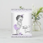 パープルラベンダーグレーベビーシャワーありがとう サンキューカード (スタンド正面)