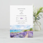 パープルラベンダーコースタルフィールドアートビーチ結婚式 招待状 (スタンド正面)