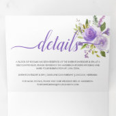 パープルラベンダーシャンパンウォーターカラーフローラ 三つ折り招待状 (内部最初)