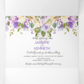 パープルラベンダーシャンパンウォーターカラーフローラ 三つ折り招待状 (内部中)