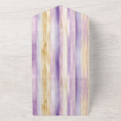パープルラベンダーストライプ金ゴールド結婚ズ オールインワン招待状 (外側)
