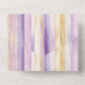 パープルラベンダーストライプ金ゴールド結婚ズ オールインワン招待状 (裏面)