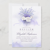 パープルラベンダーズフローラバプテスマ 招待状 (正面)