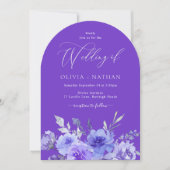 パープルラベンダーバイオレットフローラアー結婚チーズ 招待状 (正面)
