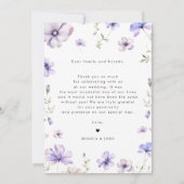 パープルラベンダーバイオレットフローラ&アーチフォト結婚ズ サンキューカード (裏面)