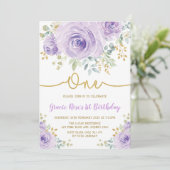 パープルラベンダーバラガール1st誕生日パーティー 招待状 (スタンド正面)