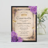 パープルラベンダーバラ金ゴールドウォーターカラーキンセアニェラ 招待状 (スタンド正面)