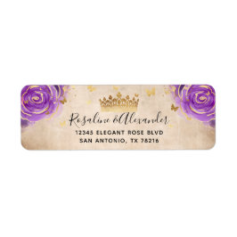 パープルラベンダーバラ金ゴールドクラウン差出人住所 ラベル