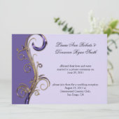 パープルラベンダーパープル&金ゴールドウール華美ル 招待状 (スタンド正面)