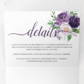 パープルラベンダーピンクウォーターカラー結婚バラズ 三つ折り招待状 (内部最初)