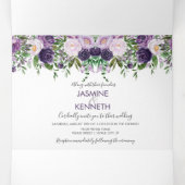 パープルラベンダーピンクウォーターカラー結婚バラズ 三つ折り招待状 (内部中)