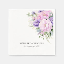 パープルラベンダーピンクフローラサンキュー結婚ズ スタンダードカクテルナプキン