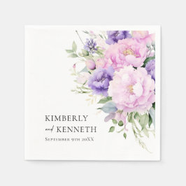 パープルラベンダーピンクフローラサンキュー結婚ズ スタンダードカクテルナプキン