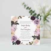 パープルラベンダーピンクホワイトフローラ結婚リース 招待状 (スタンド正面)