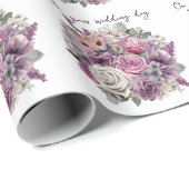 パープルラベンダーピンクローズ結婚ズブーケ ラッピングペーパー (ロールコーナー)