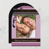 パープルラベンダーフォト結婚式招待状 招待状 (正面/裏面)