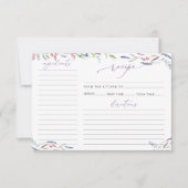 パープルラベンダーフラワーズブライダルシャワーレシピカード (正面)