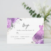 パープルラベンダーフラワーズ誕生日ブライダルシャワー 出欠カード (スタンド正面)
