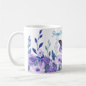 パープルラベンダーフローラお洒落イースターバニーマグ コーヒーマグカップ (左)