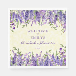 パープルラベンダーフローライエローブライダルシャワー スタンダードランチョンナプキン