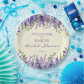 パープルラベンダーフローライエローブライダルシャワー ペーパープレート (パーティー)