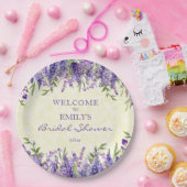 パープルラベンダーフローライエローブライダルシャワー ペーパープレート (パーティー)