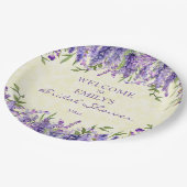 パープルラベンダーフローライエローブライダルシャワー ペーパープレート (アングル)
