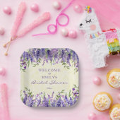 パープルラベンダーフローライエローブライダルシャワー ペーパープレート (パーティー)