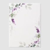 パープルラベンダーフローラグリーンリーヴェルムオーバーレイ ベラム紙招待状 (正面)