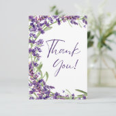 パープルラベンダーフローラサンキューベビーシャワーカード サンキューカード (スタンド正面)