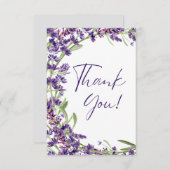 パープルラベンダーフローラサンキューベビーシャワーカード サンキューカード (正面/裏面)