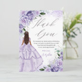パープルラベンダーフローラシルバーキンセアニェラスウィート16 サンキューカード (スタンド正面)