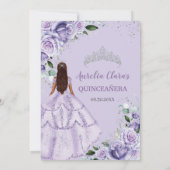 パープルラベンダーフローラシルバーキンセアニラスウィート16 招待状 (裏面)
