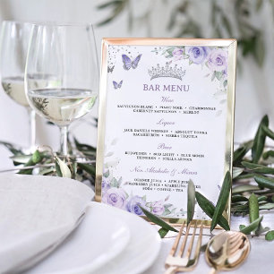 パープルラベンダーフローラシルバーキンセニェラバーメニュー ポスター